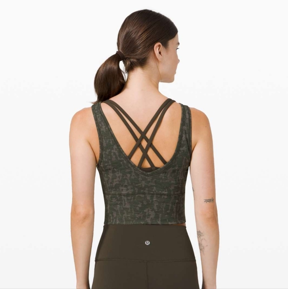 NWOT -Lululemon Power Pivot Tank *Tough Heathered PU Bronze Green Dark Olive - 6 - Picture 4 of 8